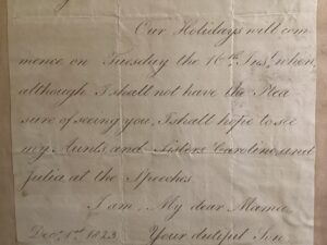 Written letter by a schoolboy.